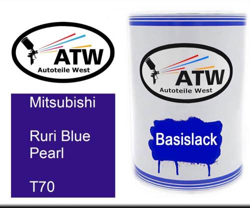 Mitsubishi, Ruri Blue Pearl, T70: 500ml Lackdose, von ATW Autoteile West.